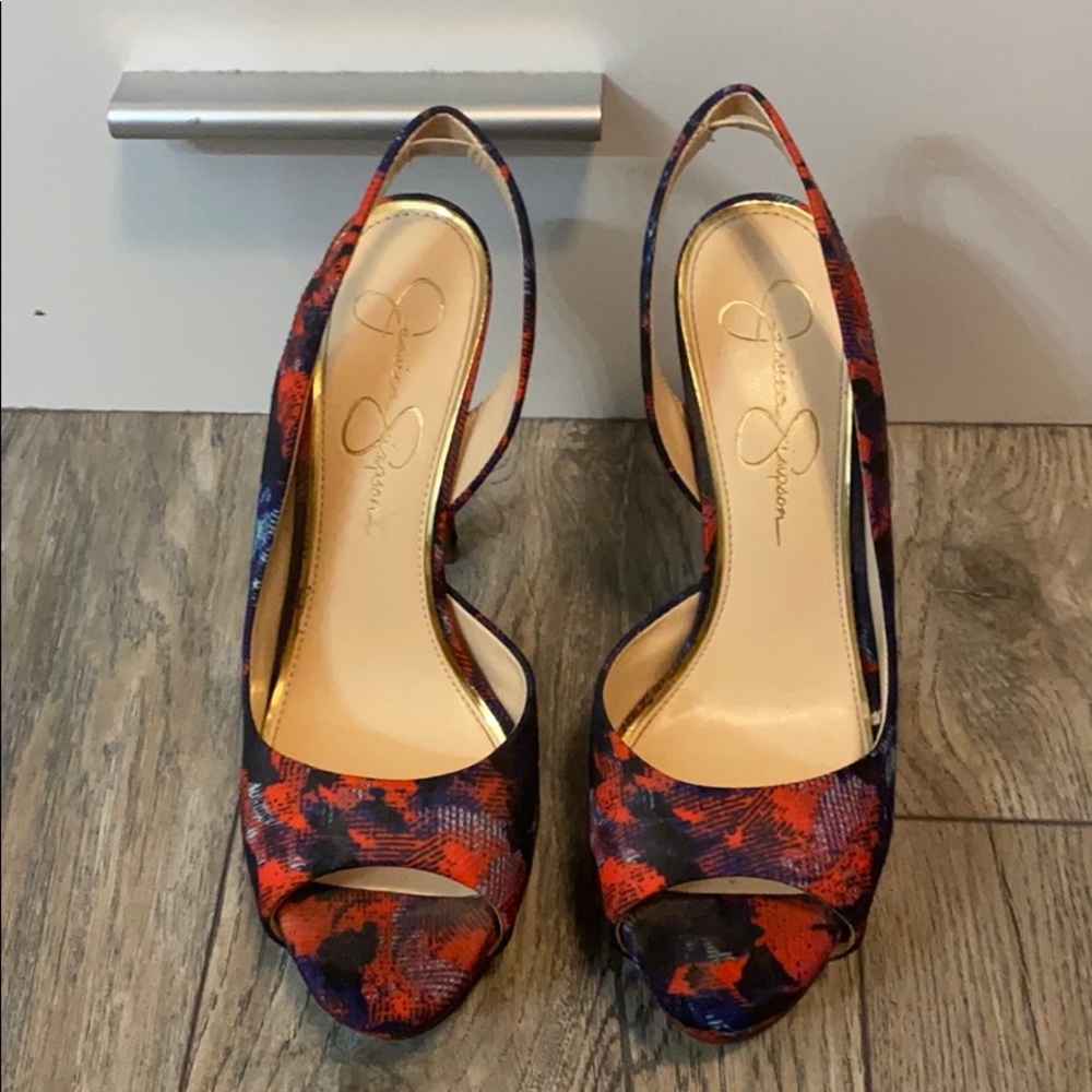 Jessica Simpson Red and Blue Pumps